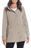 Gallery Water Resistant Zip Front Rain Jacket In Mushroom