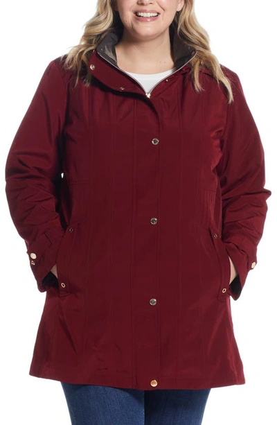 Gallery Water Resistant Raincoat In Merlot