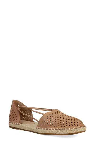 Eileen Fisher Lee Perforated Suede Flat Espadrilles In Latte