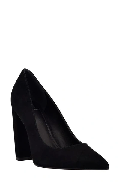 Marc Fisher Ltd Abilene Leather Block-heel Pumps In Black Suede