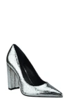 Marc Fisher Ltd Abilene Pointed Toe Pump In Silver Embossed Leather