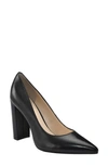 Marc Fisher Ltd Abilene Leather Block-heel Pumps In Black Leather