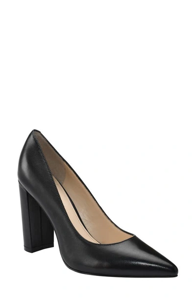 Marc Fisher Ltd Abilene Leather Block-heel Pumps In Black Leather