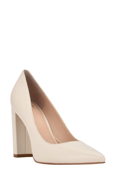 Marc Fisher Ltd Abilene Leather Block-heel Pumps In Light Natural Leather