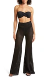 Elan Crochet Wide Leg Cover-up Pants In Black