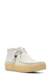 Clarks Wallabee Cup Boot In White Nubuck