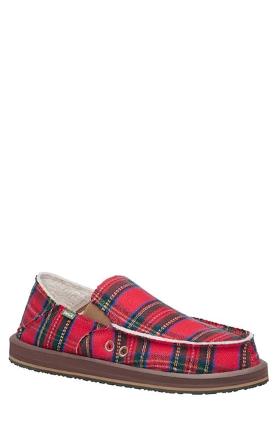 Sanuk Cozy Vibe Southwest Slipper In Red Multi