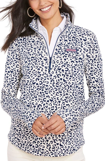 Vineyard Vines Leopard Half-zip Sweatshirt In Leopard - Deep Bay