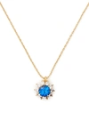 Kate Spade Gold-tone Cubic Zirconia Halo Pendant Necklace, 16" + 3" Extender In Sapphire