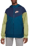 Nike Kids' Windrunner Water Resistant Hooded Jacket In Valerian Blue/ Orange