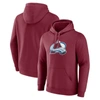 Fanatics Branded Burgundy Colorado Avalanche Primary Team Logo Fleece Fitted Pullover Hoodie In Burgundy