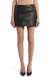 Bottega Veneta Intreccio Leather Miniskirt In Camping