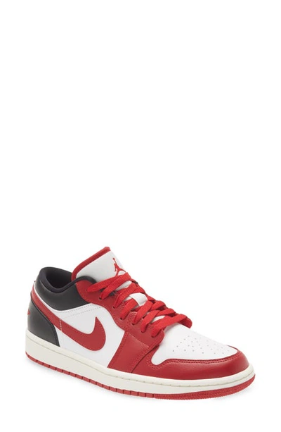 Jordan Nike Air  1 Low Sneaker In White/ Gym Red/ Black/ Sail