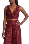 Lulus Flawless Sparkle Wine Red Sequin V-neck Tank Top In Wine Red