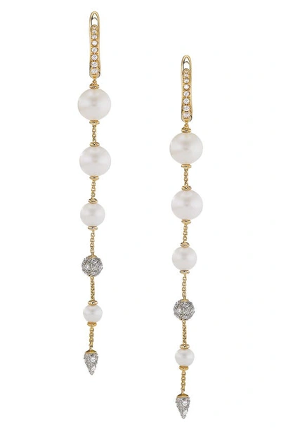 David Yurman Women's Pearl & Pavé Drop Earrings In 18k Yellow Gold With Diamonds