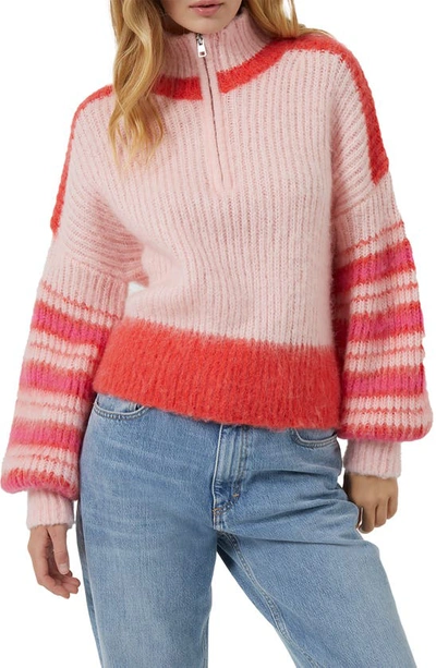 French Connection Nika Quarter Zip Sweater In Pink