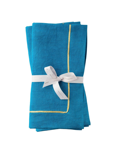 Joanna Buchanan Linen Dinner Napkins 2-piece Set In Turquoise