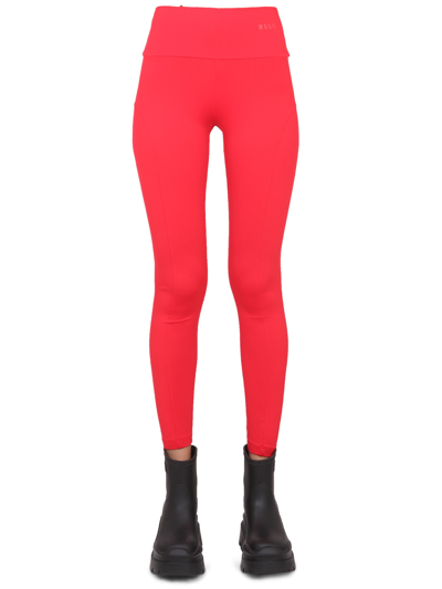 Msgm Leggings With Logo In Red