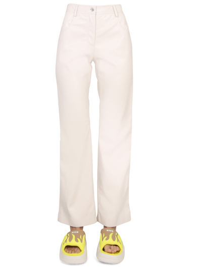 Msgm High Waist Trousers In White