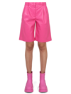 MSGM FAUX LEATHER BERMUDA SHORTS