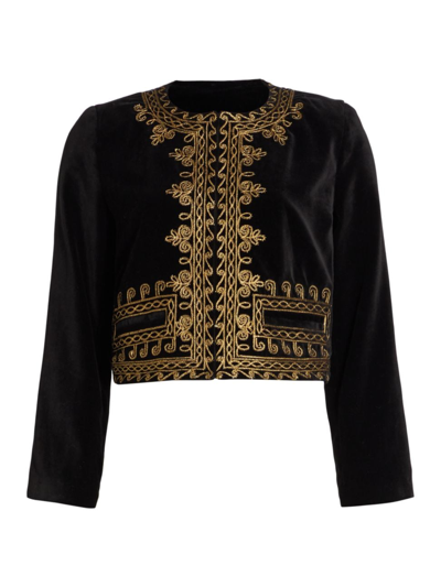 Nili Lotan Eclaire Embroidered Jacket In Black W/ Gold Embroidery