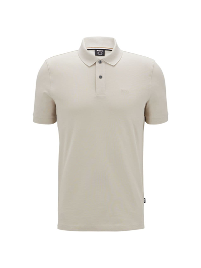 Hugo Boss Pallas Cotton Polo Shirt With Embroidered Logo In White