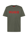 Hugo Boss Cotton-jersey Regular-fit T-shirt With Contrast Logo In Khaki