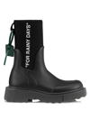 Off-white Sponge Black Logo-print Rain Boots In Black White