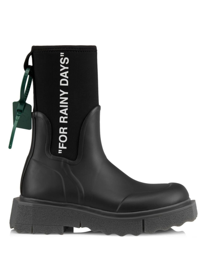 Off-white Sponge Black Logo-print Rain Boots In Nero