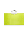 Alexander Mcqueen Jewelled Four-ring Flat Pouch Ombré Croc Embossed Leather Clutch In Lichen