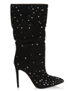 Paris Texas Holly Crystal-embellished Suede Boots In Black Diamond