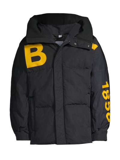 Burberry Horseferry Print Hooded Down Puffer Jacket In Black