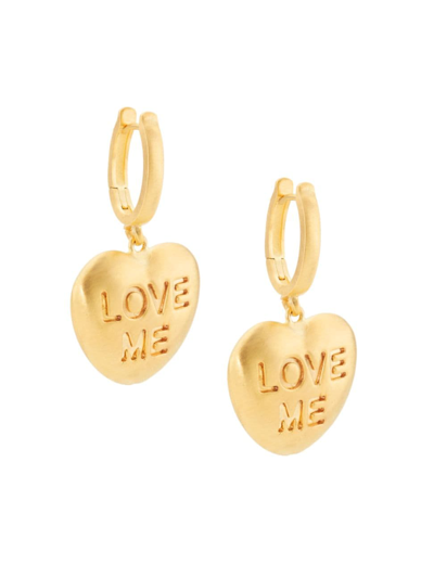 Lauren Rubinski Women's 14k Yellow Gold "love Me" Heart Drop Earrings