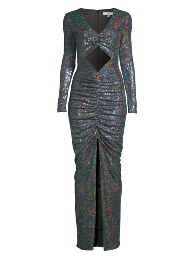 Aiifos Women's Delfina Cutout Ruched Maxi Dress In Black Crystal