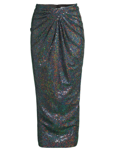 Aiifos Women's Cher Iridescent Sequin Midi Skirt In Black Crystal