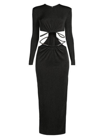 Misha Women's Alina Cutout Embellished Maxi Dress In Black