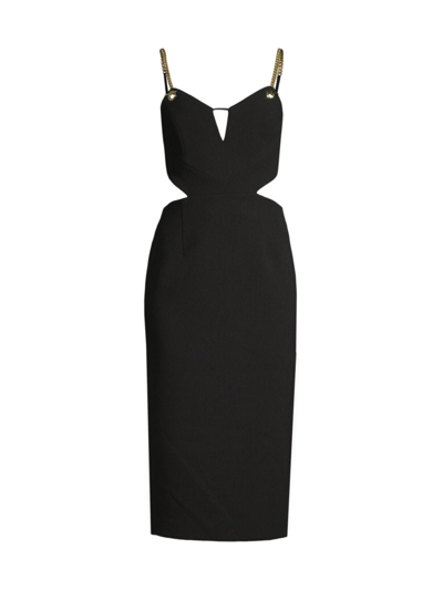 Rebecca Vallance Dulce Amore Cutout Chain-strap Midi Dress In Black