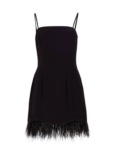 Hvn Women's Mia Feather-trimmed Minidress In Black With Feather Crepe