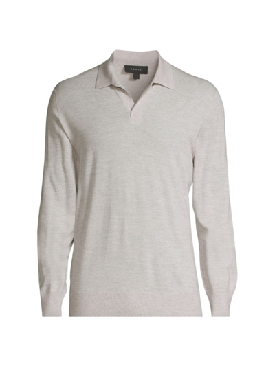 Sease Long-sleeve Wool Polo Shirt In Pearl Grey