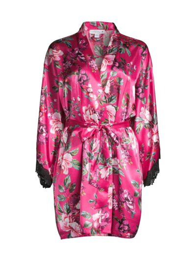 In Bloom Women's Felicity Satin Floral Robe In Fresh Raspberry