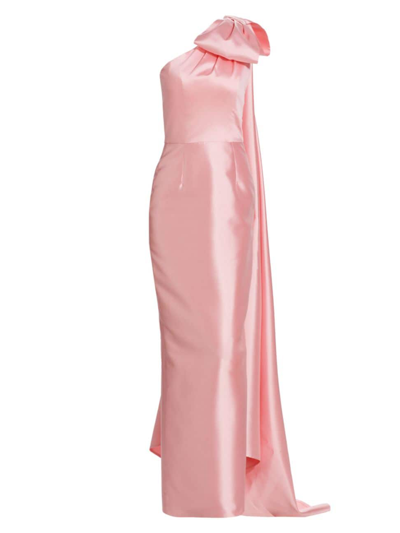 Alexia Maria Women's Alexandra Silk-wool Column Gown With Removable Cape In Orchid Pink
