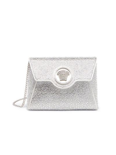 Versace La Medusa Crystal Envelope Clutch, Female, Silver, One Size In White