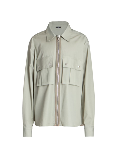 Balmain Flap-pockets Zip-up Shirt In Kaki Clair