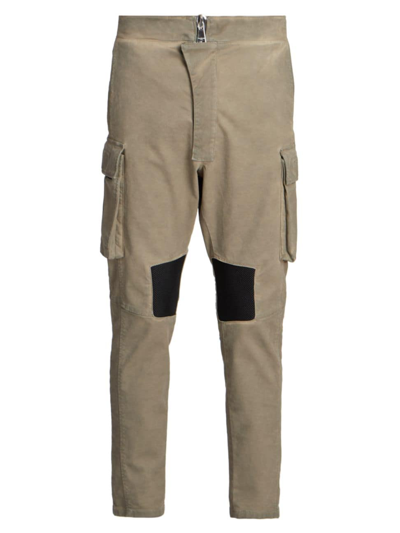 Balmain Cargo Tapered Khaki Cotton & Mesh Pants In Kaki Clair