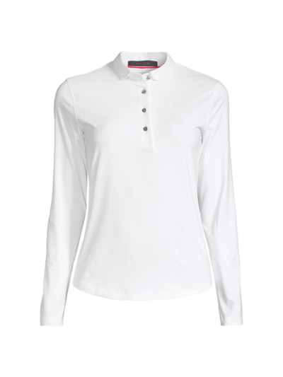 Greyson Women's Long-sleeve Knit Polo Top In White