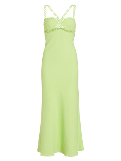 Jonathan Simkhai Sevilla Crochet Ring Halter Midi Dress In Lime