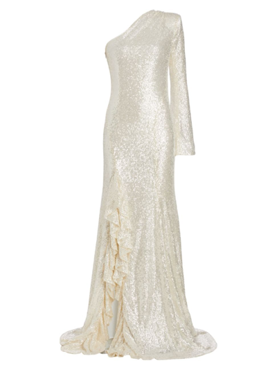 Cinq À Sept Cinq A Sept Angeline Embellished One-shoulder Gown In White