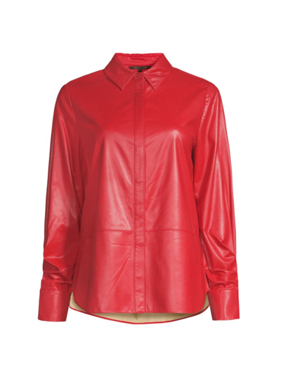Kobi Halperin Faux Leather Button-up Shirt In Red