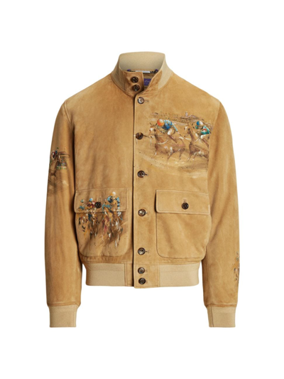 Ralph Lauren Men's Printed Hayworth Suede Bomber Jacket In Classic Tan