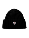 Moncler Women's Rib-knit Wool Beanie In Black